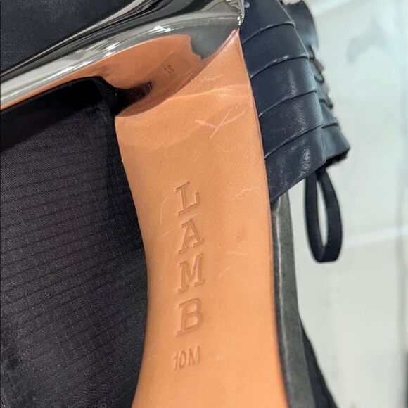 L.A.M.B. Navy and Silver Suede, Leather and Metal Heels - Picture 11 of 16